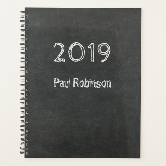 Chalkboard with Date and First Last Name Planner (Front)