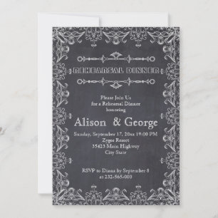 Chalkboard with frame wedding rehearsal dinner invitation