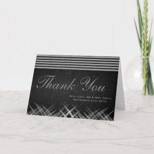 Chalkboard with Grey Stripes Thank You Card