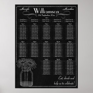 Chalkboard with Mason Jar Wedding Seating Chart