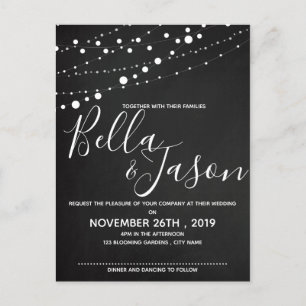 Chalkboard With String Lights Wedding Invitation
