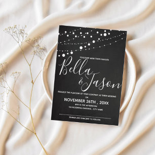 Chalkboard With String Lights Wedding Invitation Postcard