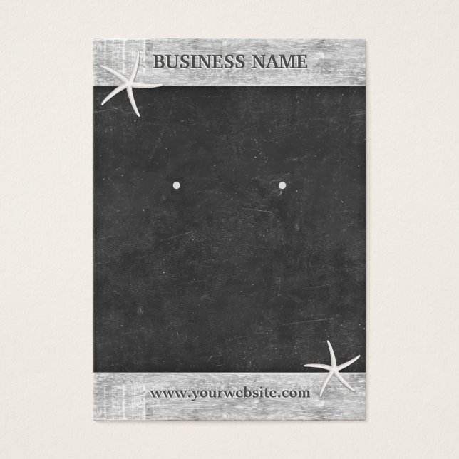 Chalkboard Wood Border Starfish Earring Display (Front)