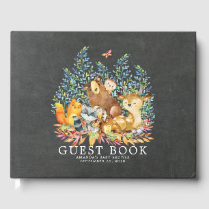 Chalkboard Woodland Baby Shower Guest Book