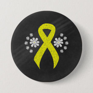 Chalkboard Yellow Awareness Ribbon 7.5 Cm Round Badge