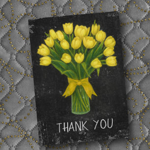 Chalkboard Yellow Tulips Thank You Card