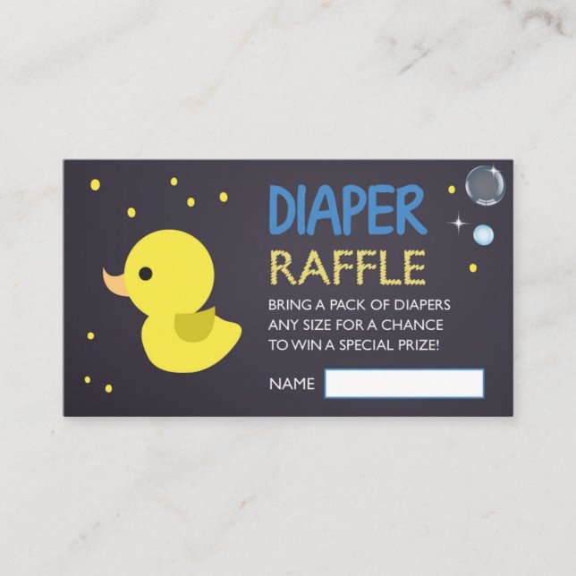 Chalkboard YellowRubber Ducky Diaper Raffle Ticket Enclosure Card (Front)