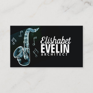 Chalked Blackboard Saxophone business cards