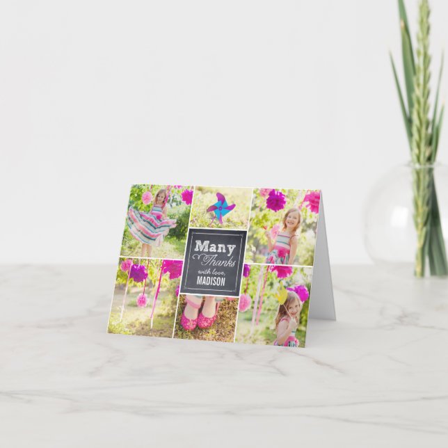 Chalked Collage Birthday Thank You Card (Front)