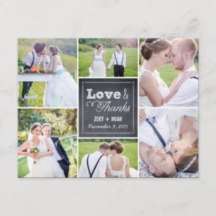 Chalked Collage Wedding Photo Thank You Card