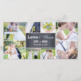 Chalked Collage Wedding Thank You Photo Cards