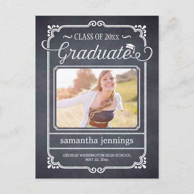 Chalked Frame Graduation Announcement /Invitation (Front)