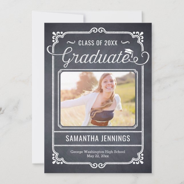 Chalked Frame Graduation Announcement Invitation (Front)