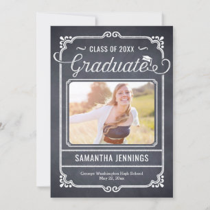 Chalked Frame Graduation Announcement Invitation