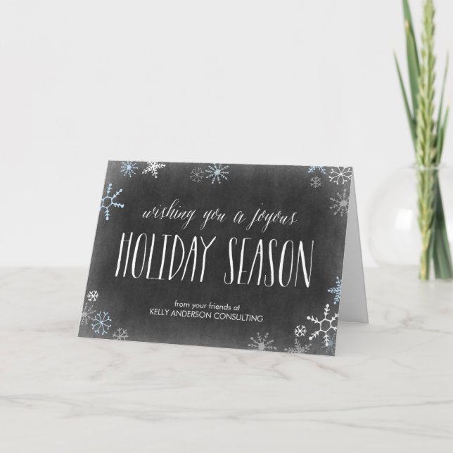 Chalked Snowflakes Business Holiday Greeting Card (Front)
