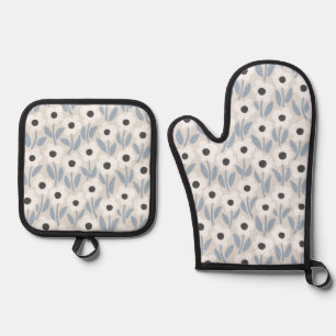 Chalkflower Garden Blue Winter Vibe Oven Mitt & Pot Holder Set