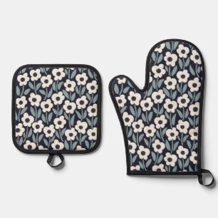 Chalkflower Garden Moody Midnight Oven Mitt & Pot Holder Set