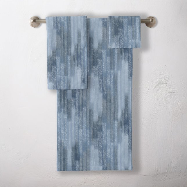 Chalky Textured Abstract in Denim Blue Bath Towel Set (Creator Uploaded)