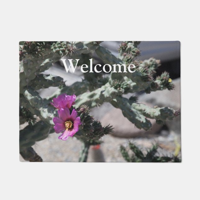 Challa Cactus in bloom Doormat (Front)