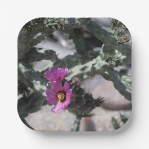 Challa Cactus in bloom Paper Plate