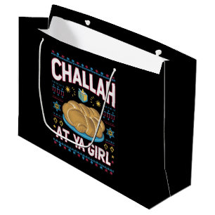 Challah At Ya Girl Funny Hanukkah Food Chanukah Large Gift Bag