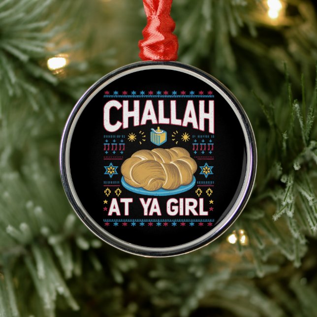 Challah At Ya Girl Funny Hanukkah Food Chanukah Metal Tree Decoration (Tree)