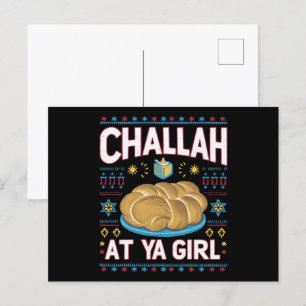 Challah At Ya Girl Funny Hanukkah Food Chanukah Postcard