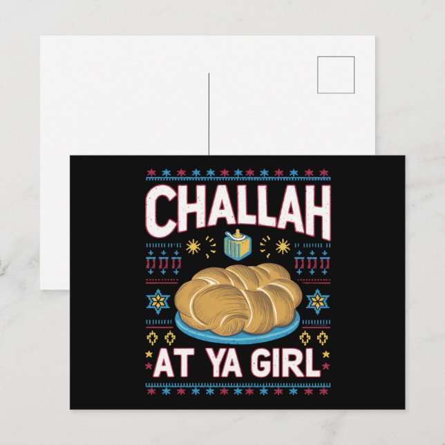 Challah At Ya Girl Funny Hanukkah Food Chanukah Postcard (Front/Back)