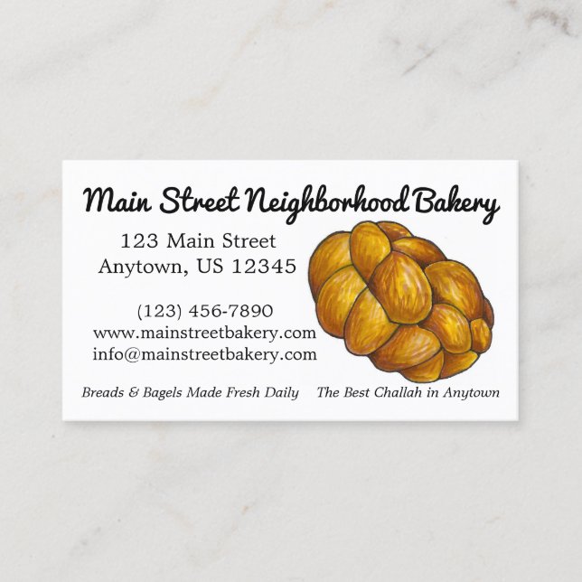 Challah Bread Bakery Baker Jewish Food Baking Cu Business Card (Front)