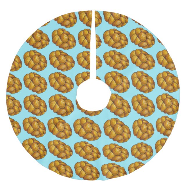 Challah Bread Hanukkah Chanukah Jewish Holidays Brushed Polyester Tree Skirt (Front)