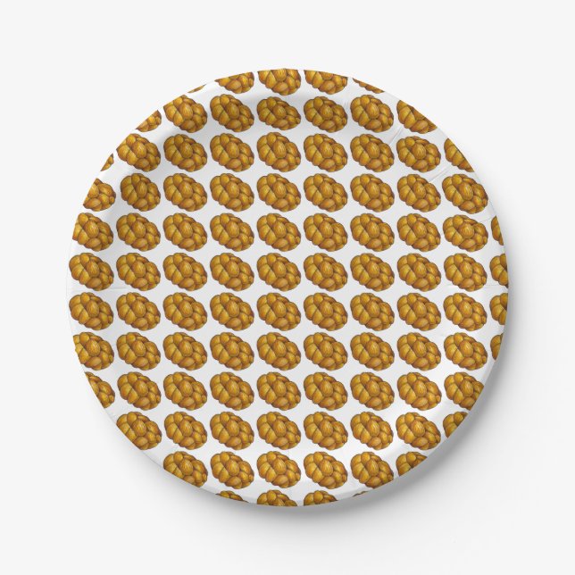 Challah Bread Loaf Happy Hanukkah Chanukah Holiday Paper Plate (Front)
