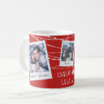 Challah Days La La La Christmas   Hanukkah Photo Coffee Mug<br><div class="desc">"Challah La La La" is one of Nautical Boutique Co.'s series of photo-fun holiday designs. It's about Hanukkah, but also about inclusion of other celebrations, in a fun, light way. It features white handwriting chalk-styled typography and any colour background with strings of twinkling lights, plus a cute Christmas tree topped...</div>