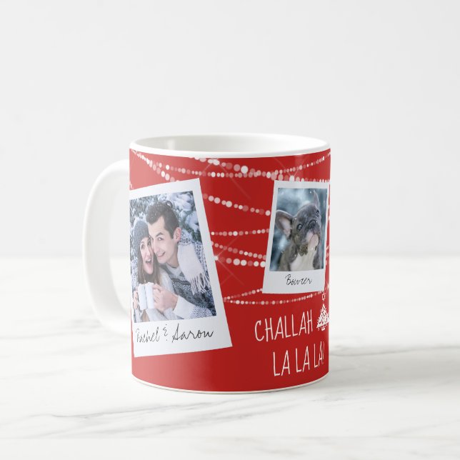 Challah Days La La La Christmas + Hanukkah Photo Coffee Mug (Front Left)