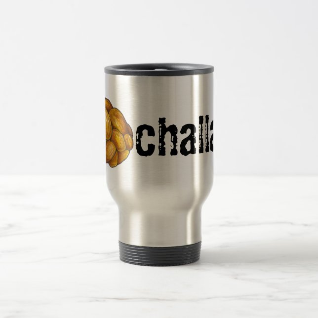 Challah Hanukkah Jewish Holiday Braided Bread Loaf Travel Mug (Center)