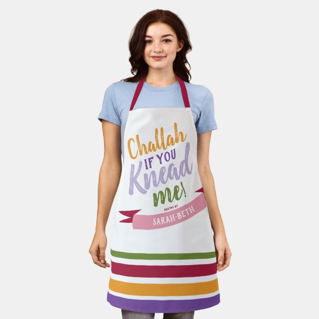 Challah if you Knead me Colourful Funny Apron (Worn)