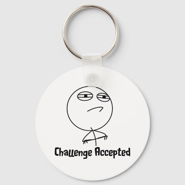 Challenge Accepted Black & White Text Key Ring (Front)