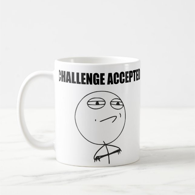 Challenge Accepted Rage Face Comic Meme Coffee Mug (Left)