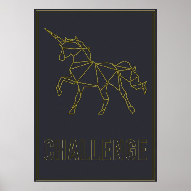 Challenge affirmation poster origami unicorn horse (Front)