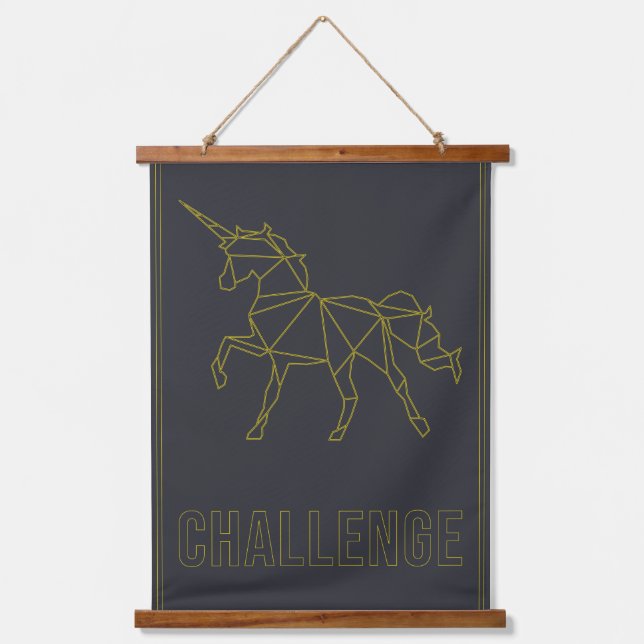 Challenge affirmation poster origami unicorn horse hanging tapestry (Front)