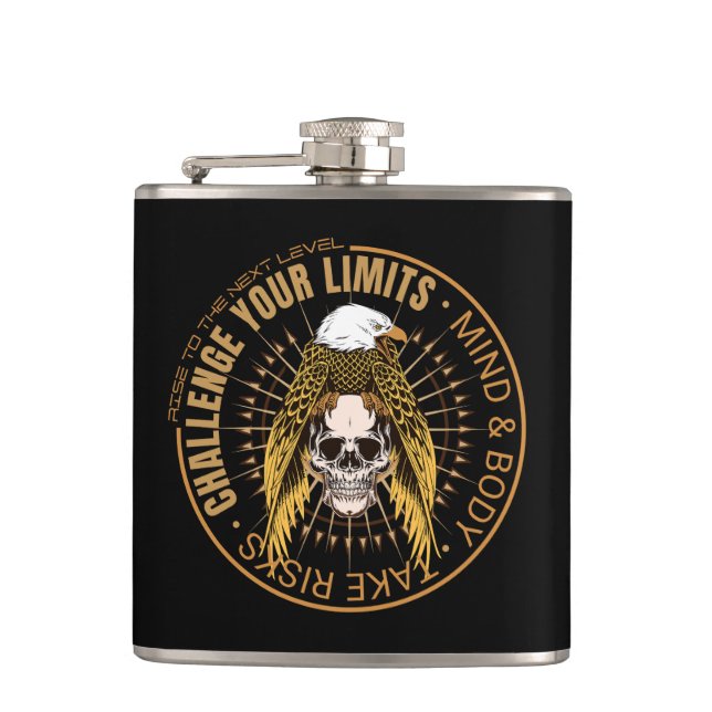 Challenge Your Limits Next Level Inspirational  Hip Flask (Front)