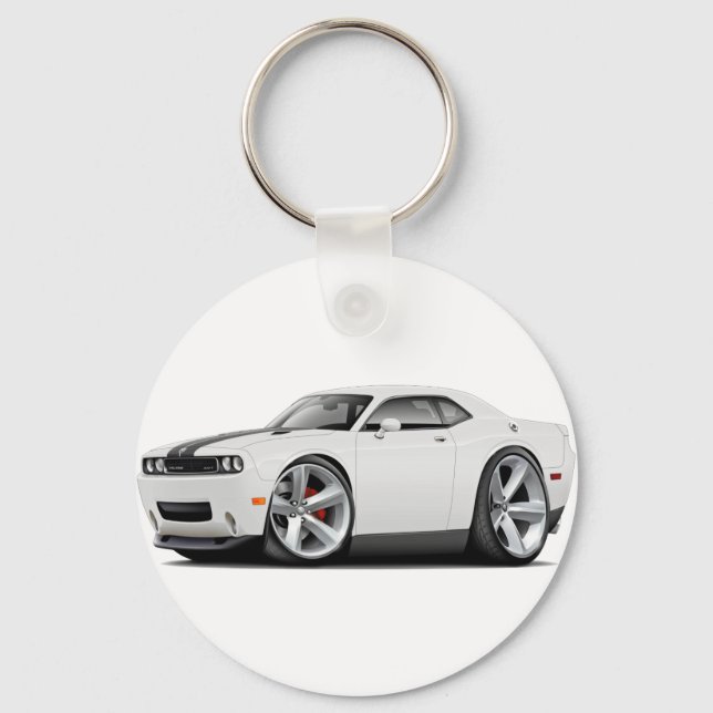 Challenger SRT8 White-Black Car Key Ring (Front)