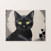 Challenging 252-Piece Black Cat Jigsaw Puzzle