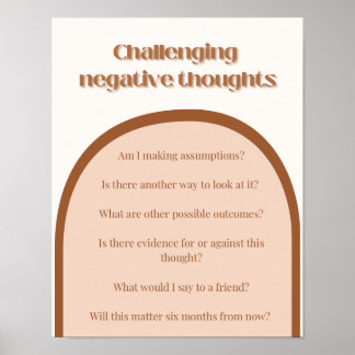 Challenging Negative Thoughts CBT Therapy Poster