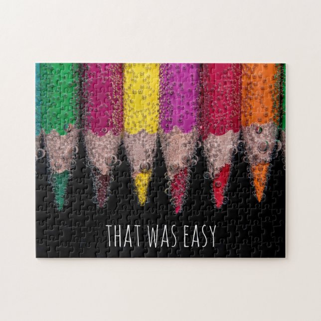 Challenging Personalised Colourful Pencil Crayons Jigsaw Puzzle (Horizontal)