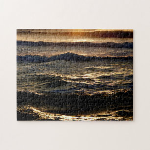 Challenging Sunset On Ocean Waves Fun Puzzle