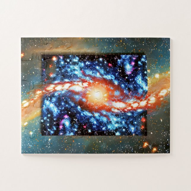 Challenging universe and orange blue cosmic colour jigsaw puzzle (Horizontal)