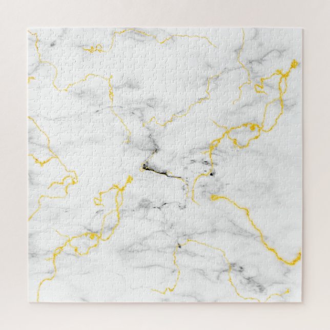 Challenging White Grey Marble Pattern Gold Vein Jigsaw Puzzle (Vertical)