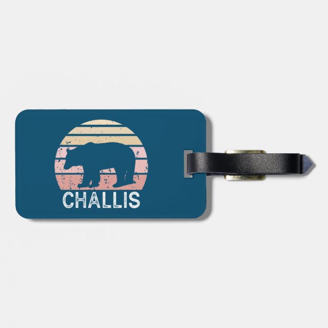 Challis Idaho Retro Bear Luggage Tag (Back Horizontal)