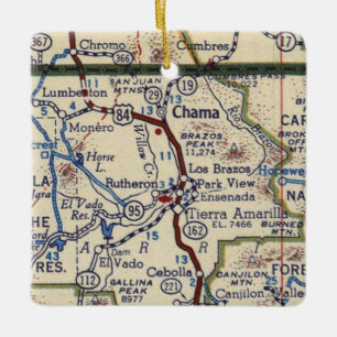 Chama NM Vintage Map Ceramic Ornament