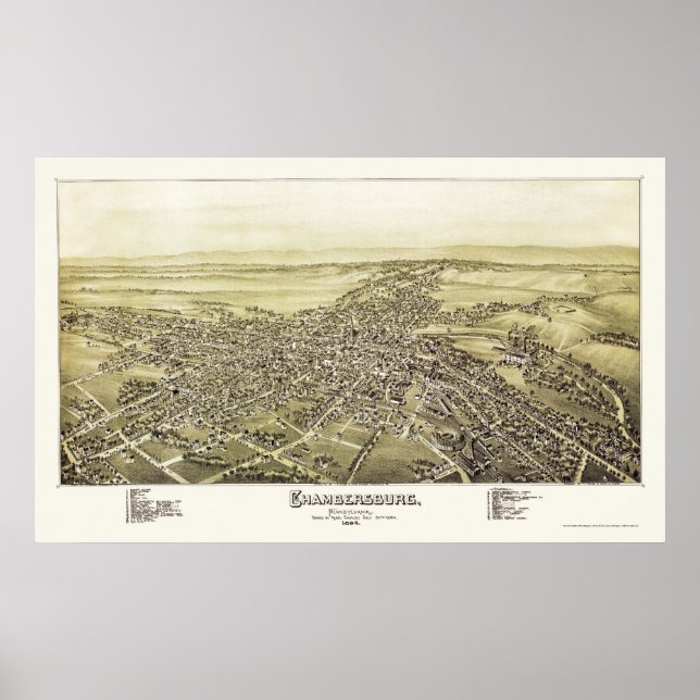 Chambersburg, PA Panoramic Map - 1894 Poster (Front)